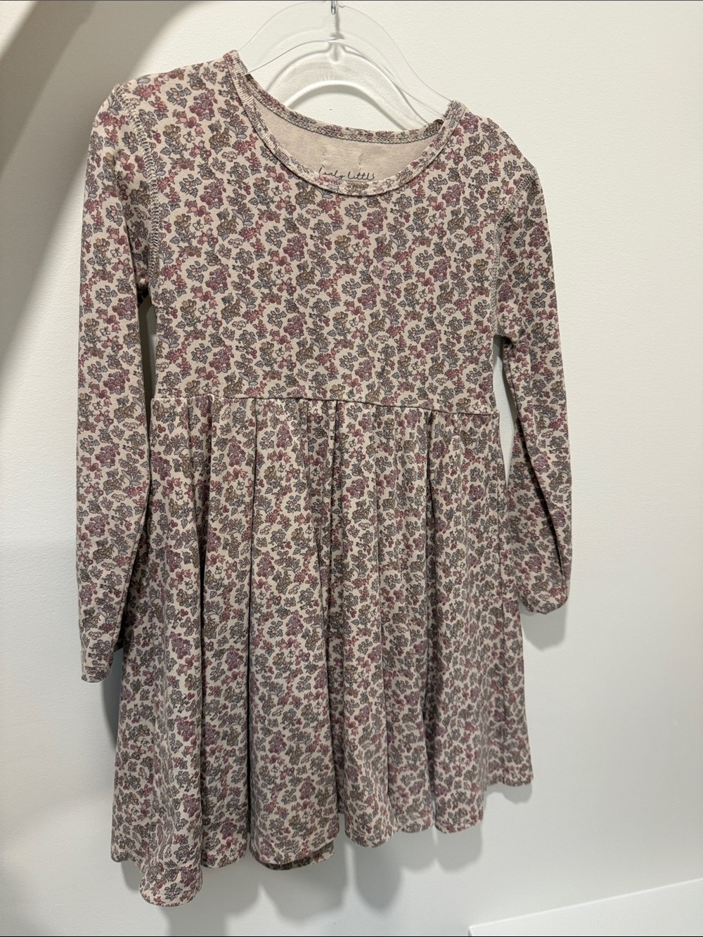 Cozy Floral Long-Sleeve Kids Dress - Pink & Cream by